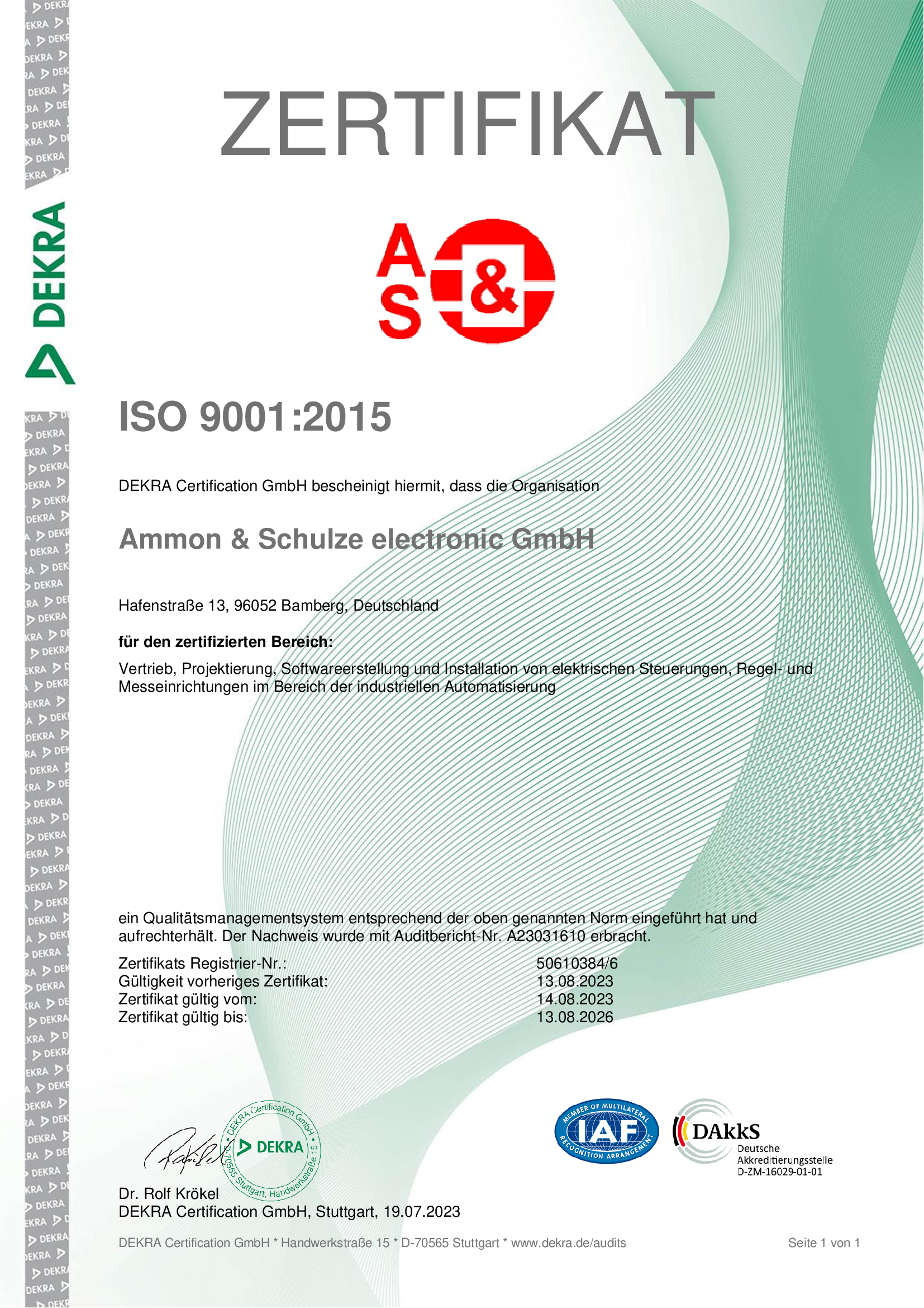 Zertifikat A&S